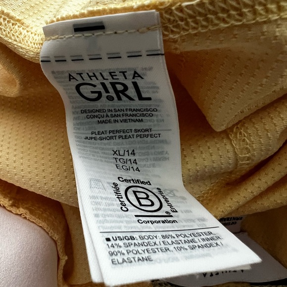 Athleta Girl Skort Girls XL Yellow Pleat Perfect Short Cheer Golf Tennis Dance - Picture 4 of 6